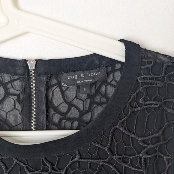 Black Rag & Bone Dress Size 6 Medium M Sheer Back Sleeveless - Picture 4 of 7